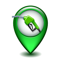Image showing Green Glossy Map Pointer With Fuel handle pump nozzle and hose