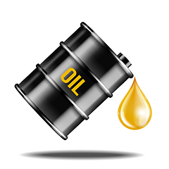 Image showing Black oil barrel with oil drop isolated on white