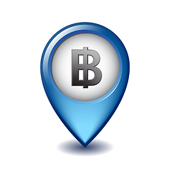 Image showing Thai baht symbol on Mapping Marker vector icon