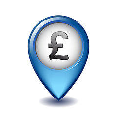 Image showing English pound symbol on Mapping Marker vector icon.