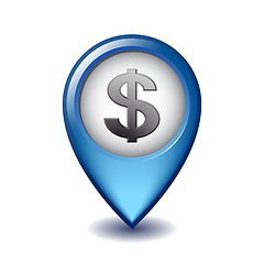 Image showing Dollar symbol on Mapping Marker vector icon.