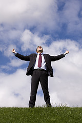 Image showing Businessman enjoying nature