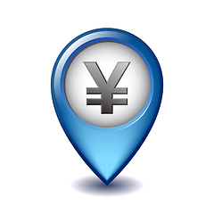 Image showing Japanese yen symbol on Mapping Marker vector icon