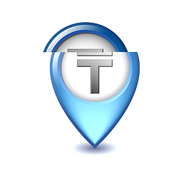 Image showing Kazakhstani tenge symbol on Mapping Marker vector icon.