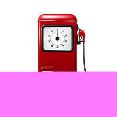 Image showing Red bright Gas station pump with fuel nozzle of petrol pump.