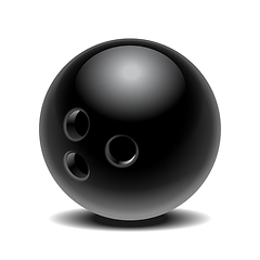 Image showing Black glossy bowling ball isolated on white background.