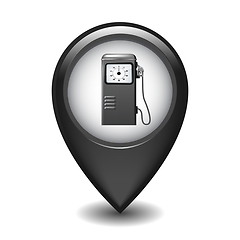 Image showing Black Glossy Style Map Pointer With Gasoline station icon.