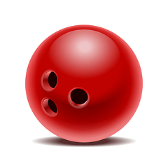 Image showing Red glossy bowling ball isolated on white background.