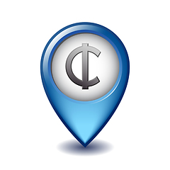 Image showing Ghana Cedi symbol on Mapping Marker vector icon.