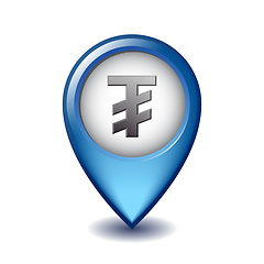 Image showing Mongolian tugrik symbol on Mapping Marker vector icon.