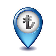 Image showing Turkish Lira symbol on Mapping Marker vector icon.