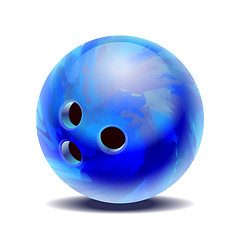 Image showing Blue glossy multi-colored bowling ball isolated on a white