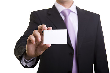 Image showing Businessman showing is card