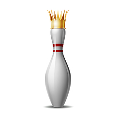 Image showing Bowling pin with royal crown isolated on a white background.