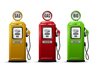 Image showing Set of bright Gas station pump icon. Realistic Vector illustration