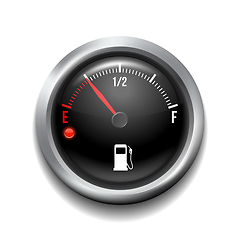 Image showing Fuel gauge. Round white gauge with chrome frame.