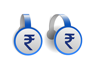 Image showing Indian rupee symbol on Blue advertising wobblers.