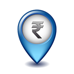 Image showing Indian rupee symbol on Mapping Marker vector icon.