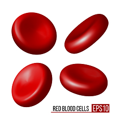 Image showing Red blood cells. Set of erythrocytes in various positions isolated on a white background.