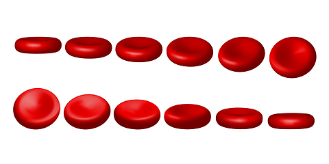 Image showing Red blood cells. Set of erythrocytes in various positions isolated on a white background.