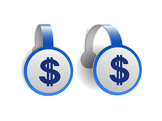 Image showing dollar symbol with two vertical lines on Blue advertising wobblers.