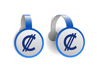 Image showing Costa Rican and Salvadoran colon symbol on Blue advertising wobblers.