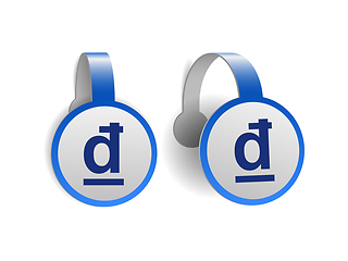 Image showing Vietnamese Dong symbol on Blue advertising wobblers.