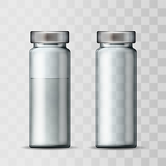 Image showing Template of transparent glass medical vial with aluminium cap.