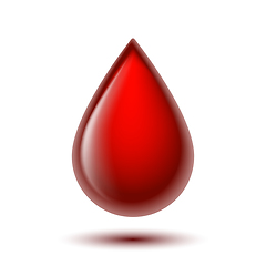 Image showing Red shiny drop of blood isolated on white background.