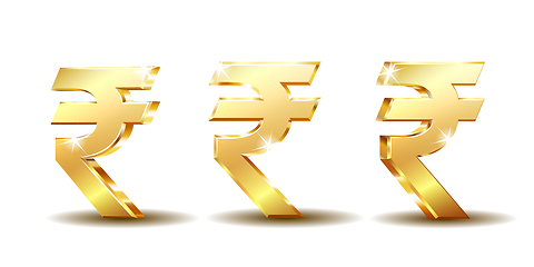 Image showing Golden Rupee Currency Icon Isolated on white