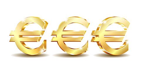 Image showing Gold sign euro currency. Vector illustration isolated on white