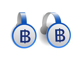 Image showing Thai baht symbol on Blue advertising wobblers.