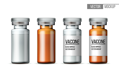 Image showing Template of transparent glass medical vial with aluminium cap.