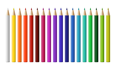 Image showing Set of different colored pencils isolated on white background.