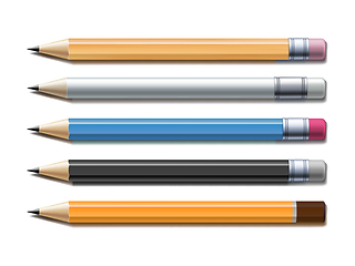 Image showing Set of different lead pencils isolated on white background.