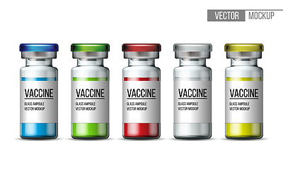 Image showing Template of transparent glass medical vial with aluminium cap.