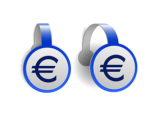 Image showing Euro currency symbol on Blue advertising wobblers.