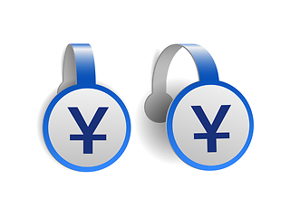 Image showing Chinese Yuan symbol on Blue advertising wobblers.