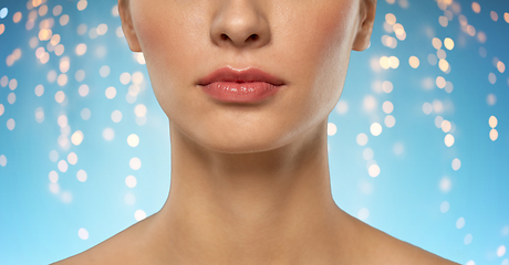 Image showing close up of beautiful young woman face and neck