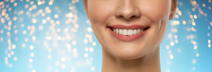 Image showing close up of beautiful young woman with white smile