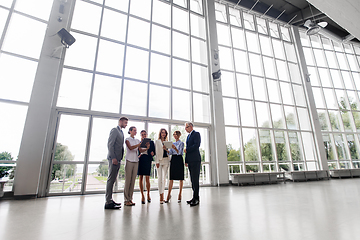 Image showing business people with tablet pc computer at office