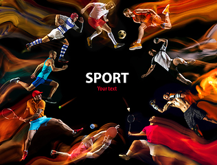 Image showing Creative collage of childrens and adults in sport