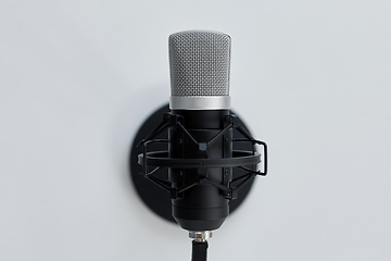 Image showing close up of microphone on white background