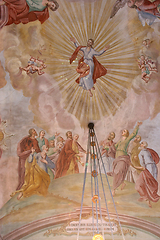 Image showing Ascension of Christ, fresco painting on the ceiling of the church