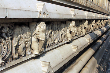 Image showing Stone carvings in Hindu temple Birla Mandir in Kolkata, India