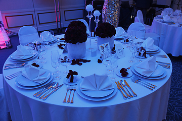 Image showing Beautiful table set for wedding