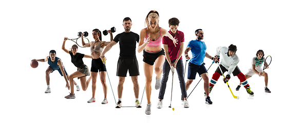 Image showing Collage of different professional sportsmen, fit people in actio