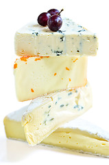 Image showing Stack of various cheeses
