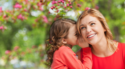 Image showing happy mother and daughter whispering her secret