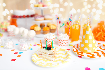 Image showing piece of cake on plate at birthday party